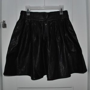 Shinestar Black Faux Leather Skater skirt